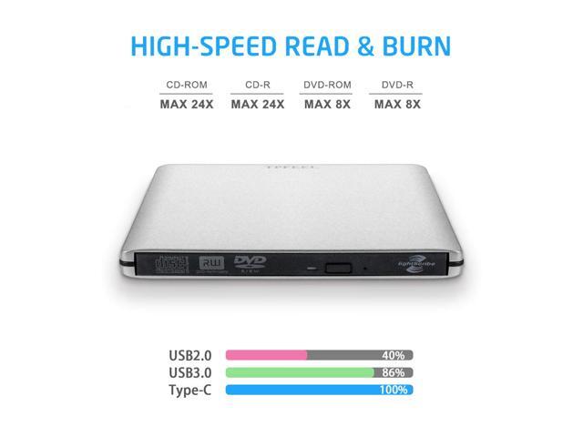 USBC Type C USB 3.0 External Aluminum DVD Burner DVD Writer DVD Player CD Drive DVD Rewriter with Lightscribe Compatible for Laptop and Desktop PC...