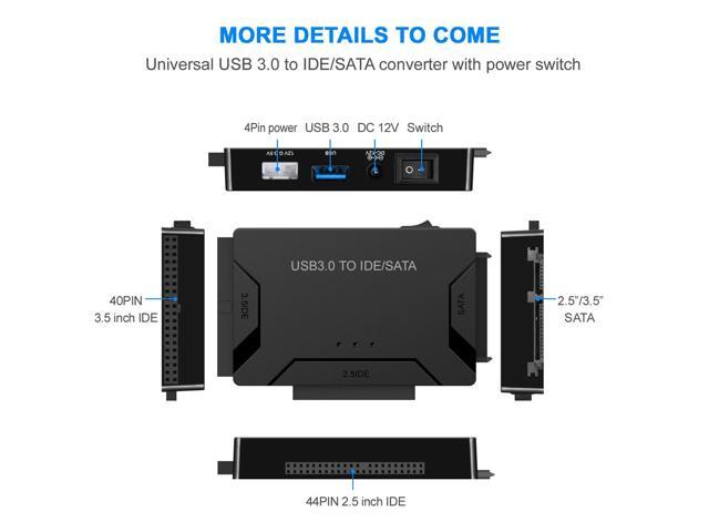 ESTONE USB 3.0 to SATA and IDE Converter External Hard Drive Adapter Kit for Universal 2.5/3.5 HDD/SSD 2.5' 3.5' IDE Hard Drive Disk, Included...