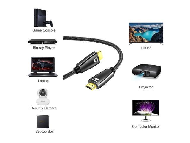 CABLEDECONN Ultra High Speed HDMI 2.1 Cable 8K 60Hz, 4K 120Hz, 3D Ultra HDR 48Gbps HiFi eARC Dolby Atmos HDCP2.2 HDMI Cable Compatible with Samsung...