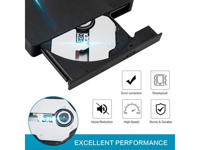 External CD DVD Drive USB 3.0 Type-C Portable Superdrive Burner Player Writer CD DVD +/- RW, Compatible with Windows 10 8 7 XP Vista Mac OS System...