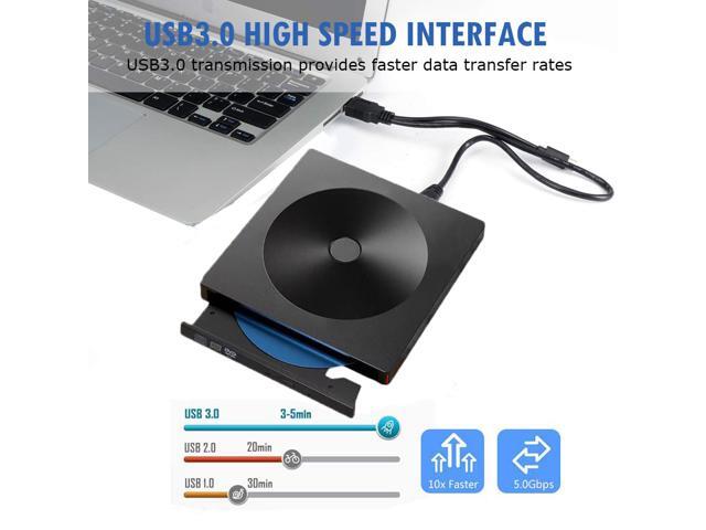 External CD DVD Drive USB 3.0 Type-C Portable Superdrive Burner Player Writer CD DVD +/- RW, Compatible with Windows 10 8 7 XP Vista Mac OS System...