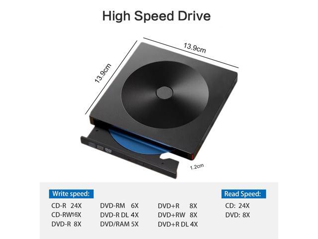 External CD DVD Drive USB 3.0 Type-C Portable Superdrive Burner Player Writer CD DVD +/- RW, Compatible with Windows 10 8 7 XP Vista Mac OS System...