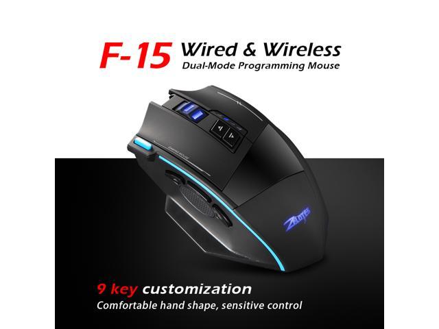 ESTONE F15 2.4G Wireless Portable Mobile Mouse Optical Mice with USB Receiver, 5 Adjustable 4800DPI Levels, 9 Buttons for Notebook, PC, Computer.