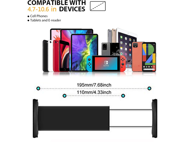 Gooseneck Tablet Stand, Tablet Mount Holder Compatible with Smartphones/Tablets/ Switch 4.7'-10.5', Overall Length 31inch,Black