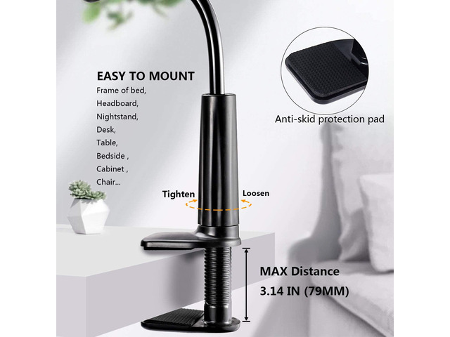 Gooseneck Tablet Stand, Tablet Mount Holder Compatible with Smartphones/Tablets/ Switch 4.7'-10.5', Overall Length 31inch,Black