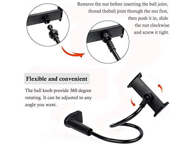 Gooseneck Tablet Stand, Tablet Mount Holder Compatible with Smartphones/Tablets/ Switch 4.7'-10.5', Overall Length 31inch,Black
