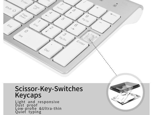 Wireless Keyboard and Mouse Combo, E168 2.4GHz Full-Size Compact Wireless Mouse Keyboard with Number Pad for Laptop/PC- Round Keycaps (White)