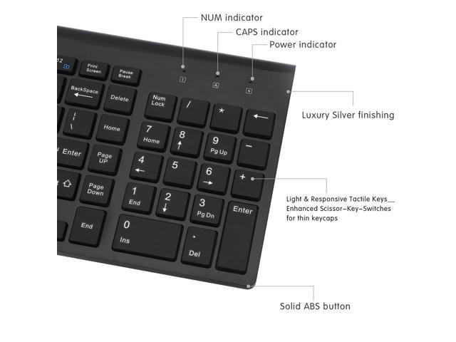 Wireless Keyboard and Mouse Combo, E168 2.4GHz Full-Size Compact Wireless Mouse Keyboard with Number Pad for Laptop/PC- Round Keycaps (Black)