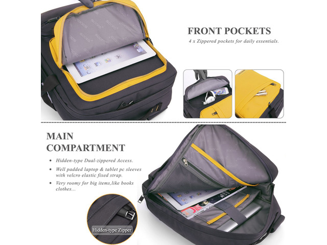 ESTONE Notebook Backpack for up to for Up to 17.3 Inches Macbook Pro Retina Apple Macbook Mini Asus DELL HP Samsung Sony Laptop Notebook, Yellow