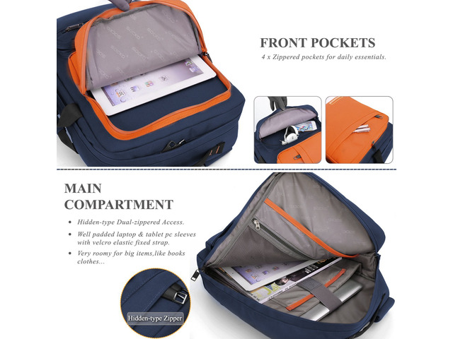 ESTONE Notebook Backpack for up to for Up to 17.3 Inches Macbook Pro Retina Apple Macbook Mini Asus DELL HP Samsung Sony Laptop Notebook, Orange