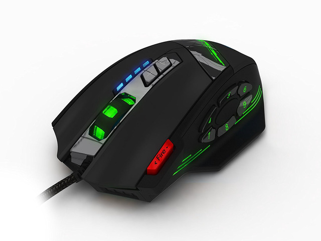 ZELOTES C-12 Wired USB Optical Gaming Mouse 7 LED Lights 12 Key Adjustable 4000DPI Computer Mouse Mice Cable Mouse for Pro Gamer