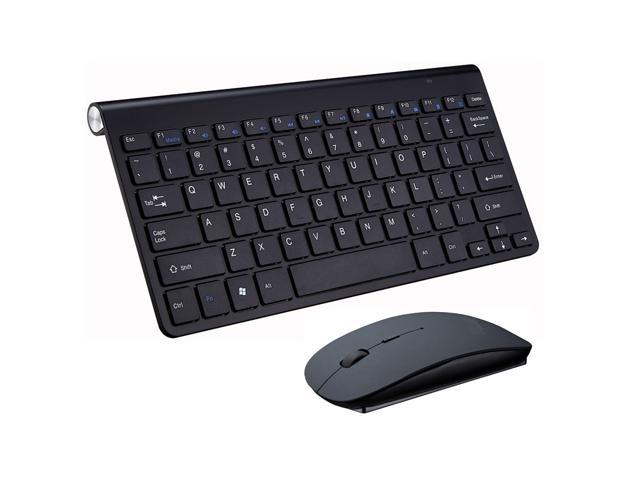 ESTONE 2.4G Wireless Keyboard Mouse Ultra-Thin Comb 78 Key Mini Teclado e mouse sem fio for Desktop Laptop Smart TV Home Office Use, Black