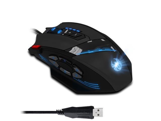 ESTONE C12 4000 DPI Programmable Gaming Mouse for PC Mac Computer Laptop, 12 Programmable Buttons, Weight Tuning Set,Wired USB Connection