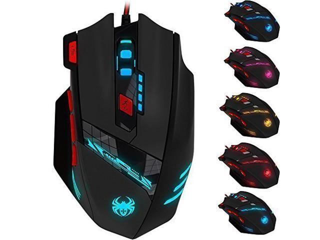ESTONE C12 4000 DPI Programmable Gaming Mouse for PC Mac Computer Laptop, 12 Programmable Buttons, Weight Tuning Set, Wired USB Connection