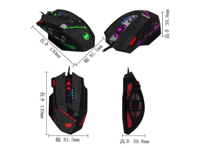 ESTONE C12 4000 DPI Programmable Gaming Mouse for PC Mac Computer Laptop, 12 Programmable Buttons, Weight Tuning Set,Wired USB Connection