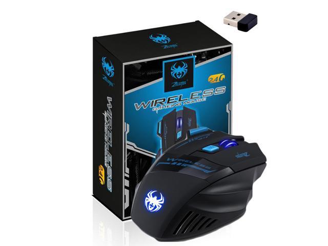 ZELOTES LED Optical 2400 DPI 7 Button Adjustable 2.4G Wireless Professional Gaming Mouse Mice- Black