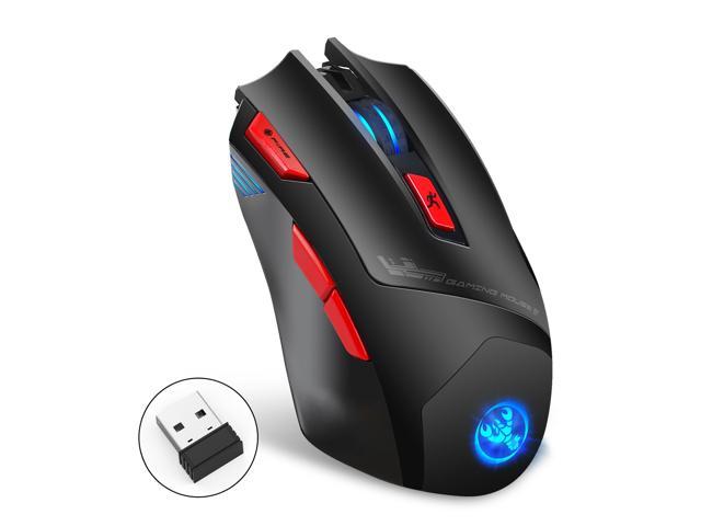 HXSJ T88 Optical 2.4G Wireless Mouse with USB Receiver, Protable Gaming & Office Mice, 4 Adjustable 4800 DPI Levels, 7 Buttons for Desktop.