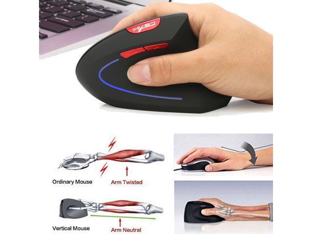 HXSJ Wireless Mouse Optical 2.4G Mouse Ergonomics 800/1600/2400Dpi Wrist Treatment Vertical Mouse For PC Laptop Desktop (Battery Included)-Black