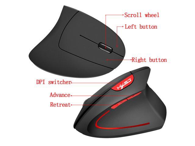 HXSJ Wireless Mouse Optical 2.4G Mouse Ergonomics 800/1600/2400Dpi Wrist Treatment Vertical Mouse For PC Laptop Desktop (Battery Included)-Black