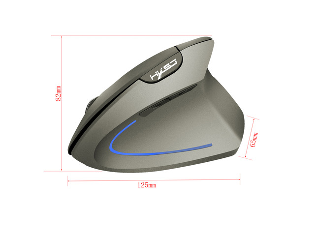 HXSJ Wireless Mouse Optical 2.4G Mouse Ergonomics 800/1600/2400Dpi Wrist Treatment Vertical Mouse For PC Laptop Desktop (Battery Included)-Gray