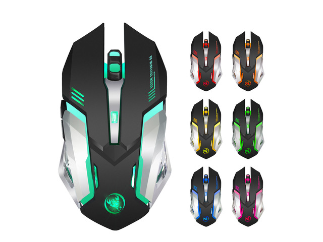 ESTONE M10 Rechargeable 2.4Ghz Wireless Gaming Mouse with USB Receiver,7 Colors Backlit for Macbook, Computer PC, Laptop (600Mah Lithium Battery)...