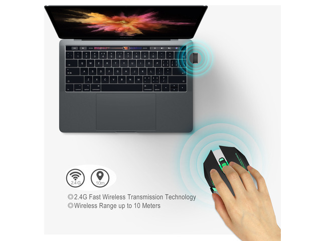 ESTONE M10 Rechargeable 2.4Ghz Wireless Gaming Mouse with USB Receiver,7 Colors Backlit for Macbook, Computer PC, Laptop (600Mah Lithium Battery)...