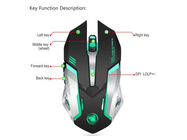 HXSJ M10 Rechargeable Wireless Gaming Mouse Mice Cordless Mouse High Precision Optical laser Sensor, 7 Smart Buttons PC Gaming Mouse Mice with...