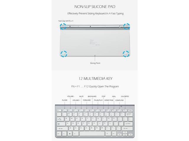 ESTONE 2.4G Wireless Keyboard and Mouse Combo, Keyboard and Mouse Mini Multimedia Keyboard Mouse Combo Set For Notebook Laptop Mac Desktop PC TV...