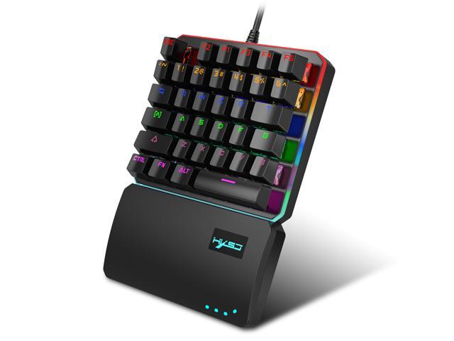 HXSJ V200 Keyboard 8 Backlit Mode Blue Axis 35Keys One Hand Gaming Mechanical Mini USB Wired Keypad for Gamer
