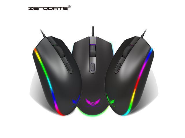 ZERODATE RGB LED Backlight Optical Ergonomic Mouse for PC S900 Computer Gaming Mouse 1600DPI 4 Buttons USB Wired Mice