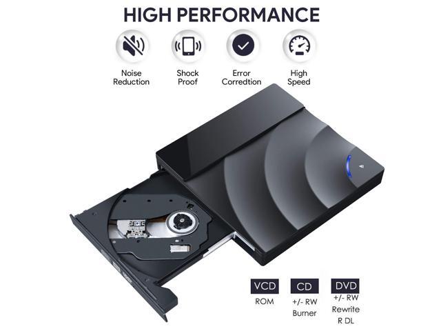 ESTONE CD/DVD External Drive with USB3.0 and Type-C Interface, CD-ROM/DVD-RM Reader and Writer with Touch Sensitive Button, Streamlined...
