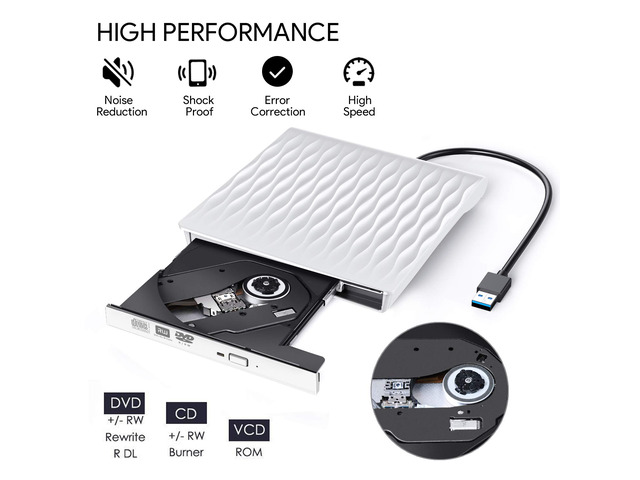 ESTONE External CD Drive Type C USB 3.0 Portable CD DVD +/-RW Drive Slim DVD/CD ROM Rewriter Burner Writer Compatible with Laptop Desktop PC...