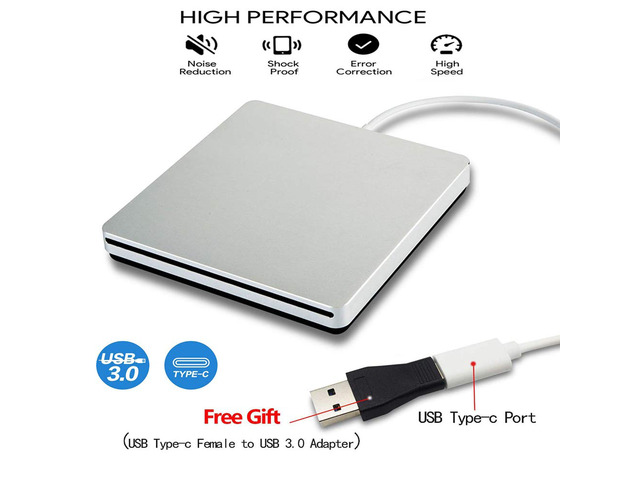 ESTONE External USB C Superdrive Ultra Slim USB3.0 CD DVD Drive Burner External CD/DVD +/-RW Writer Reader Player with High Speed Data for MacBook...