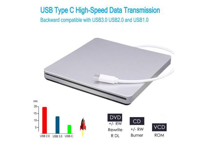 ESTONE External USB C Superdrive Ultra Slim USB3.0 CD DVD Drive Burner External CD/DVD +/-RW Writer Reader Player with High Speed Data for MacBook...