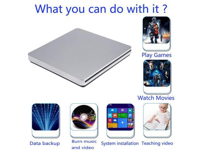 ESTONE USB C External CD DVD Drive, USB Type C Adapter to USB 3.0 Superdrive Optical Drive DVD CD+/-RW Burner Writer Compatible with MacBook Air...