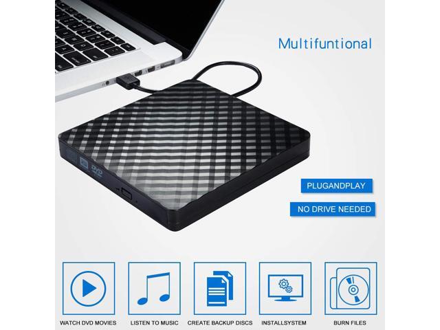 ESTONE USB 3.0 Slim External CD DVD ROM Drive Writer Reader Burner, 100% New Core High Speed Data Transfer External DVD Drive for Laptop Mac PC...