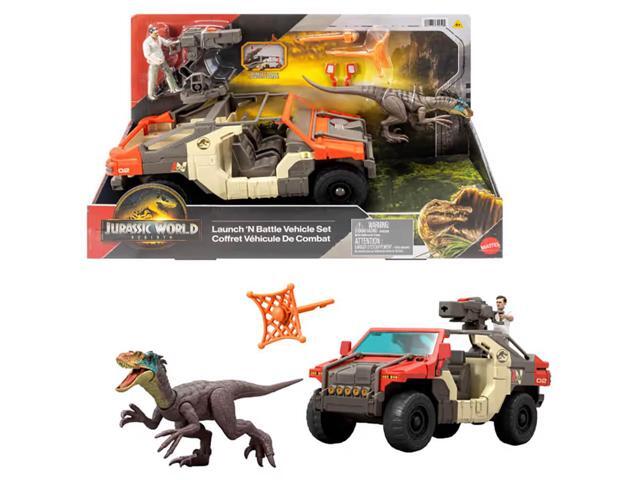 Mattel JGB59 Jurassic World Rebirth Launch and Battle Vehicle and Raptor Playset