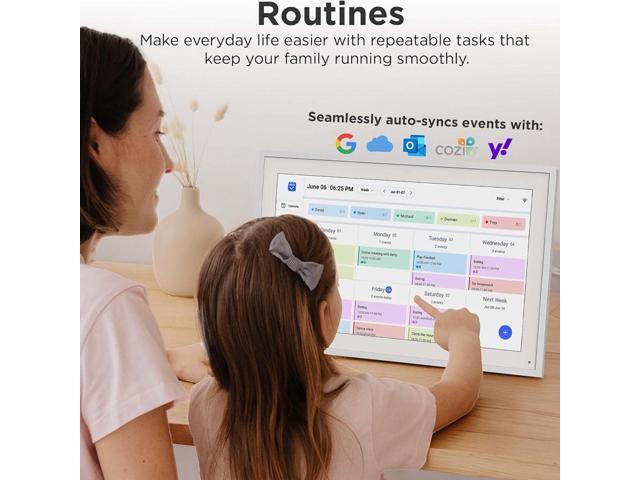 15.6' Smart Family Calendar Wi-Fi Cloud Digital Picture Frame - White