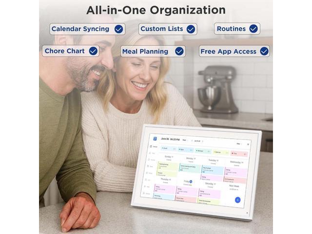 15.6' Smart Family Calendar Wi-Fi Cloud Digital Picture Frame - White