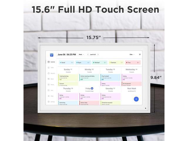 15.6' Smart Family Calendar Wi-Fi Cloud Digital Picture Frame - White