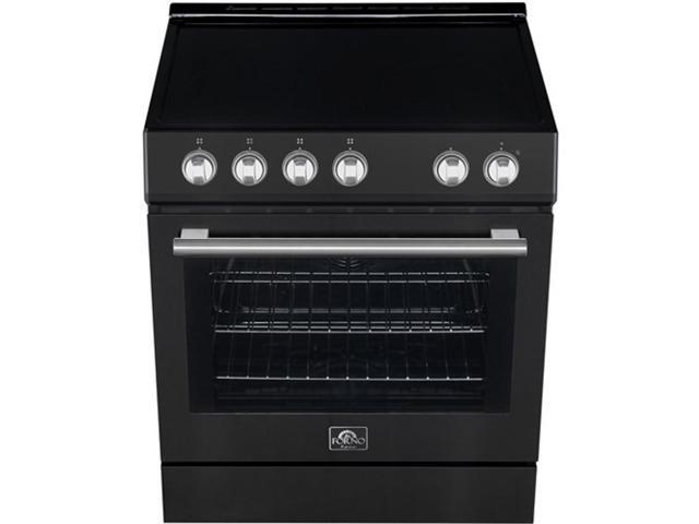 Forno Appliances - Leonardo Espresso 5.0 cu. ft. Slide-In Oven Electric Convection Range with Antique Brass Accents - Black - image 7
