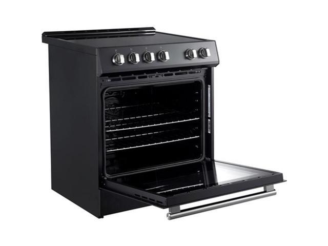 Forno Appliances - Leonardo Espresso 5.0 cu. ft. Slide-In Oven Electric Convection Range with Antique Brass Accents - Black - image 3