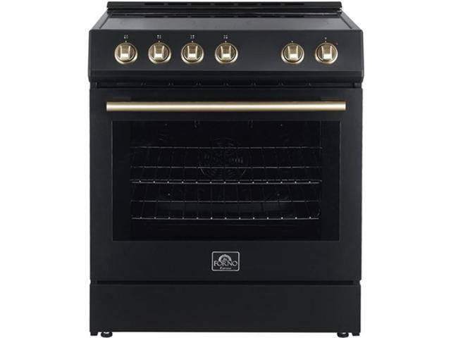 Forno Appliances - Leonardo Espresso 5.0 cu. ft. Slide-In Oven Electric Convection Range with Antique Brass Accents - Black - image 4