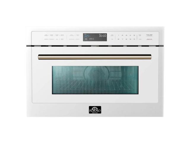 1.6 Cu. Ft. Oliena Espresso Series White with Brass Handles Built-In Microwave Oven