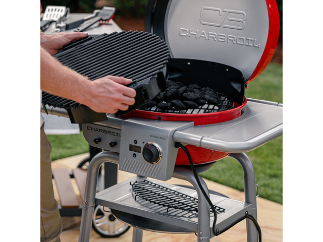 Char-Broil 26302146 Bistro Pro Electric Grill and Griddle with Charcoal Mode - Red