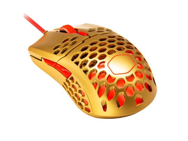 Cooler Master MM711 RGB Gaming Mouse (2020 Gold Red Limited Edition) - 60g Lightweight, Honeycomb Shell, Ultraweave Cable, Pixart 3389 16000 DPI.