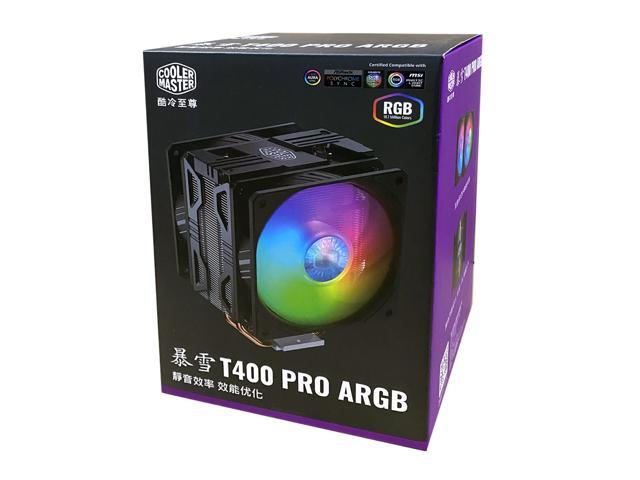 Cooler Master Blizzard T400 PRO ARGB - CPU Cooler with Dual(2x) SickleFlow 120 Addressable RGB Fan, 4 Direct Contact Heatpipes,'Black Top Cover'.