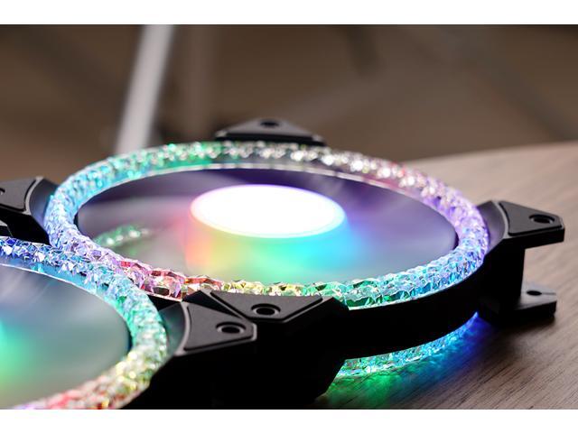 MasterFan MF120 Prismatic(3 in 1 with ARGB LED Controller)Addressable RGB 120mm Fan w/ Radiant Crystalline Lighting Effect-Crystallized Loop...