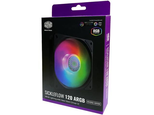 Cooler Master SickleFlow 120 V2 ARGB (Reverse Edition) - For Push-Pull CPU Cooler Setup as Exhaust Fan - Addressable RGB Square Frame Fan, Air.