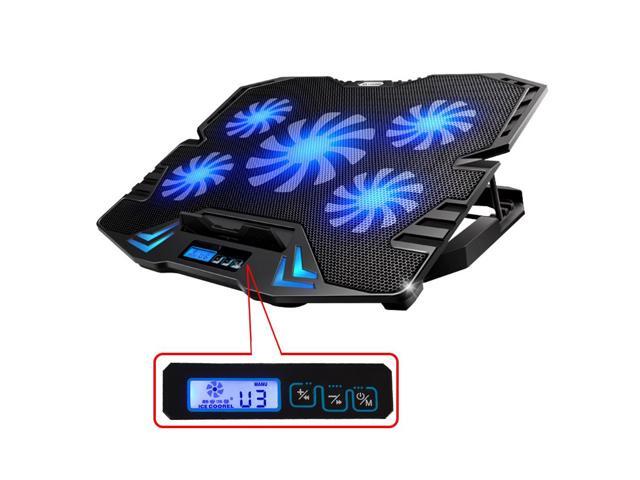 TopMate C5 12-15.6 inch Gaming Laptop Cooler Cooling Pad 5 Quiet Fans and LCD Screen 2400RPM Strong Wind Designed for Gamers and Office
